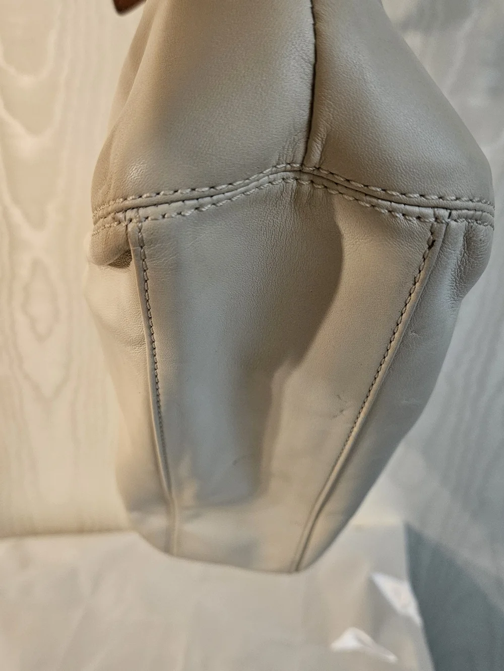 Coach Cream Leather Hobo with Brown Trim and Buckle